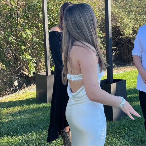 Satin strapless dress - Picture 5 of 11